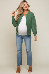 Green Mixed Knit Maternity Cardigan