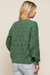 Green Mixed Knit Cardigan