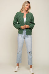 Green Mixed Knit Cardigan