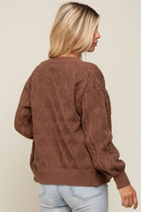 Dark Mocha Mixed Knit Cardigan