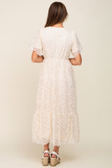 Cream Lace Overlay Maxi Dress