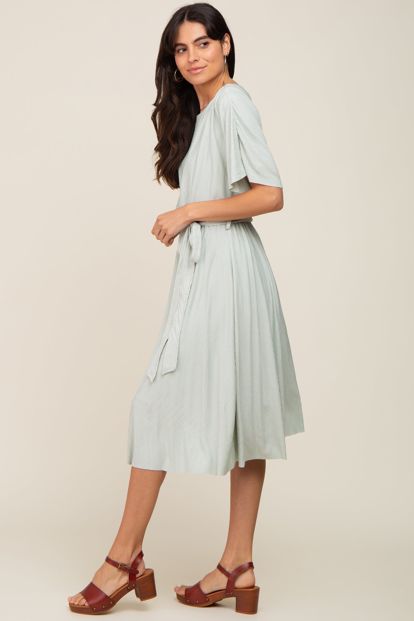 Short Sleeve Crinkle Dress