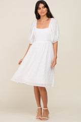 Ivory Swiss Dot Knee Length Maternity Dress