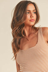 Mustard Stripe Square Neck Tank Top