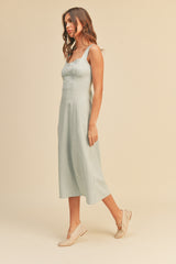 Powder Blue Linen Slit Dress