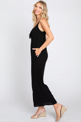 Black Front Tie Sleeveless Jumpsuit