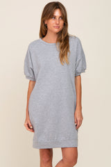 Heather Grey Short Sleeve Oversized Maternity T-Shirt Dress