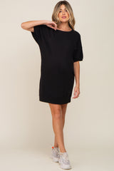 Black Short Sleeve Oversized Maternity T-Shirt Dress