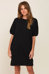 Black Short Sleeve Oversized Maternity T-Shirt Dress