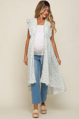 Mint Floral Ruffle Maternity Cover-Up