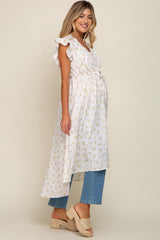 Cream Floral Ruffle Maternity Cover-Up