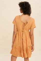 Orange Surplice Tiered Mini Dress