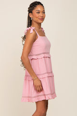 Pink Sleeveless Tiered Dress