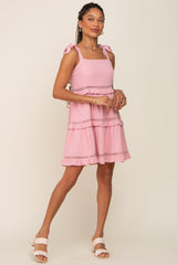 Pink Sleeveless Tiered Dress