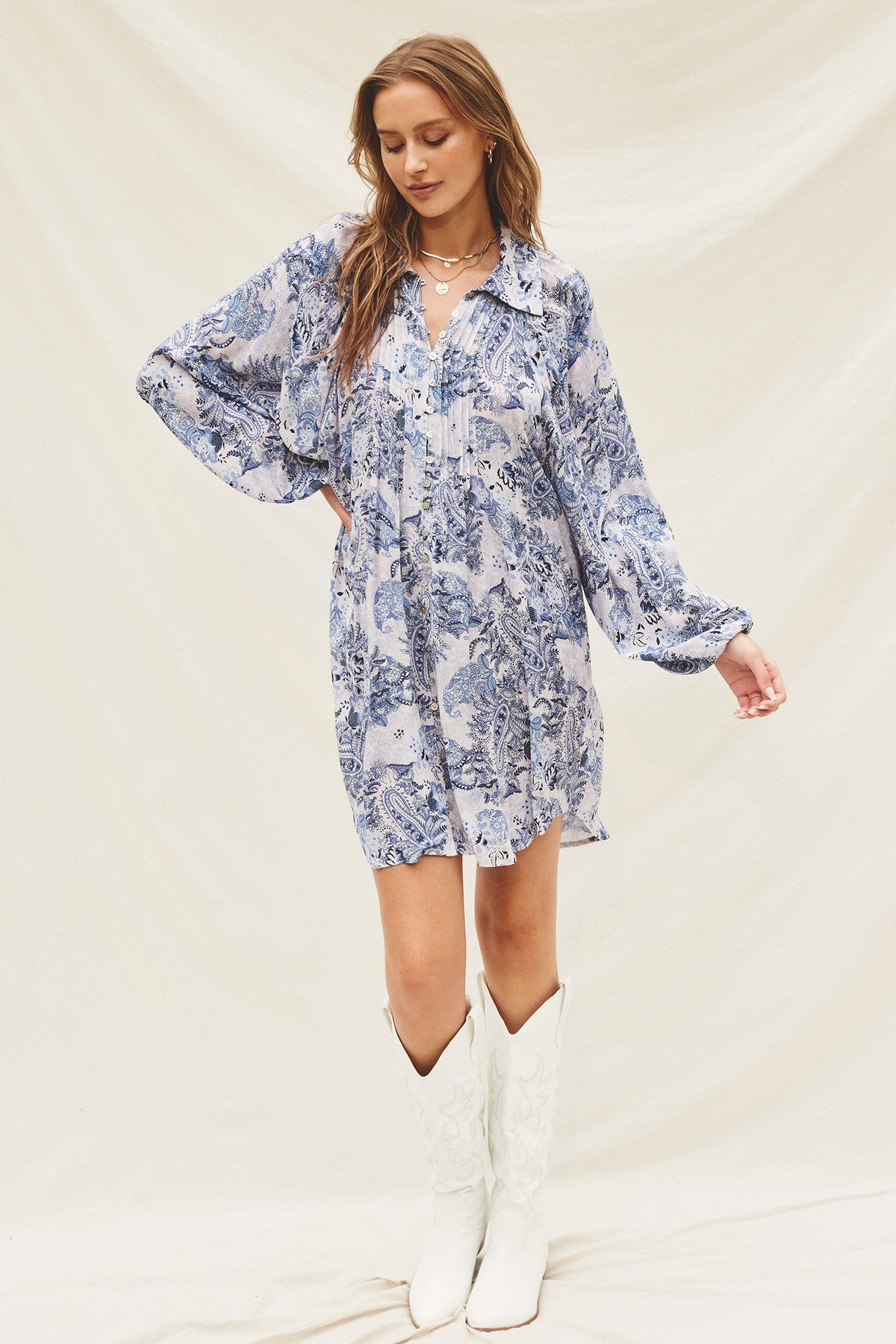 Paisley long sleeve dress best sale