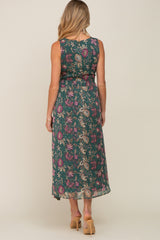 Forest Green Floral Maternity Maxi Dress