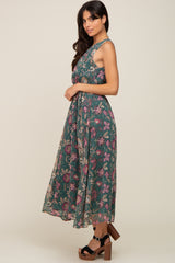 Forest Green Floral Maxi Dress