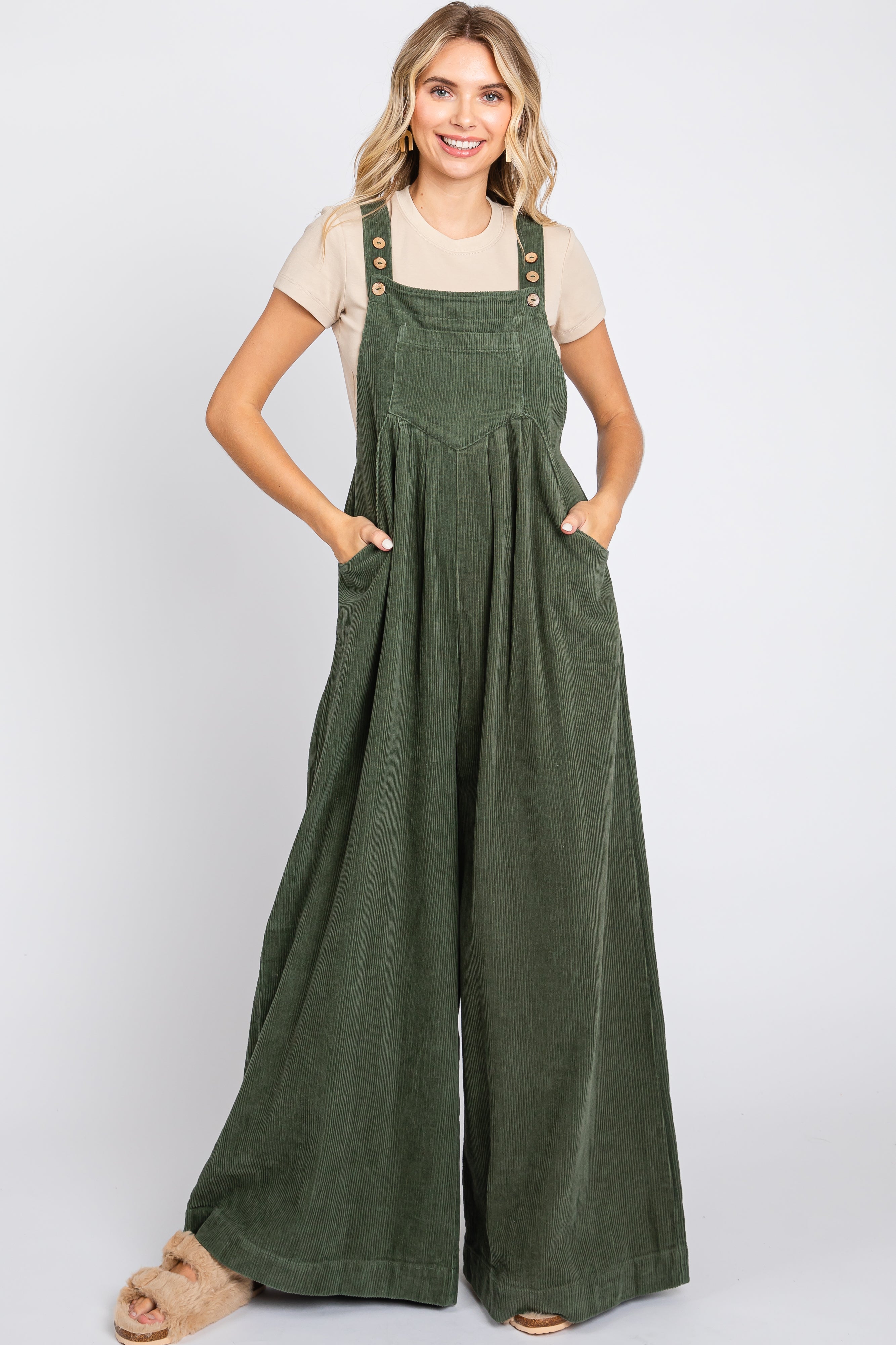 Black Gauze Wide Leg Button Front Overalls– PinkBlush