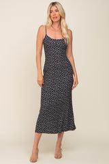 Black Floral Knit Sleeveless Maternity Maxi Dress