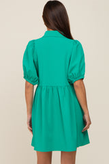 Green Button Down Maternity Mini Dress