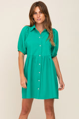 Green Button Down Maternity Mini Dress