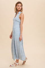 Dusty Sage Sleeveless Collared Midi Dress