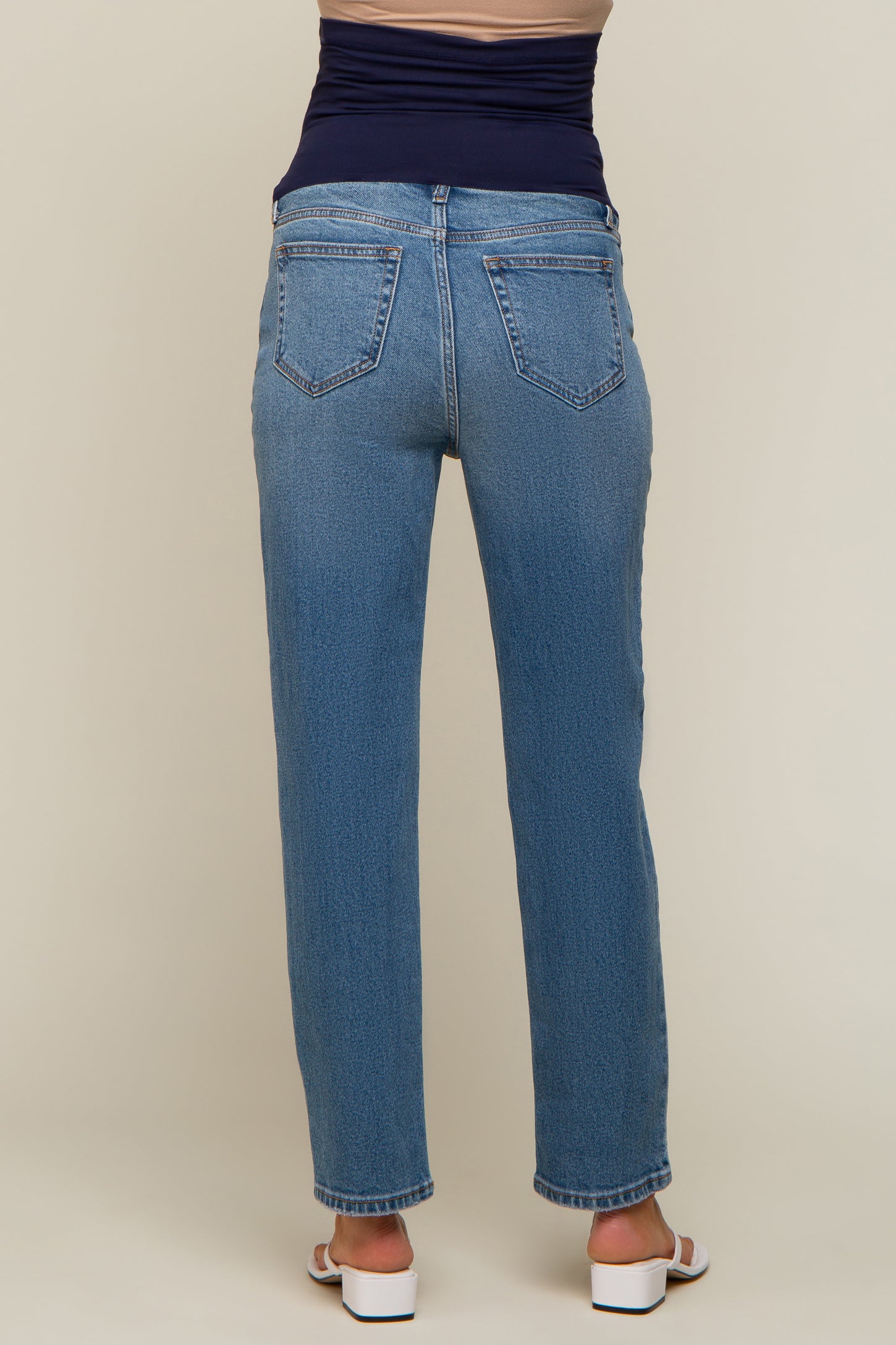 Blue Straight Leg Frayed Hem Maternity Jeans– PinkBlush