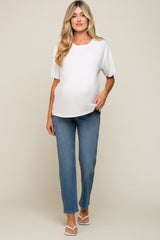 Blue Straight Leg Maternity Jeans