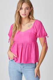 Fuchsia Sweetheart Neck Top