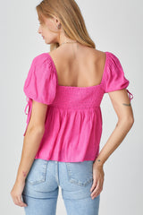 Fuchsia Sweetheart Neck Top