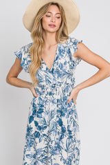 Slate Blue Woven Printed Midi Dress