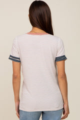 Mauve Striped Colorblock Maternity Top