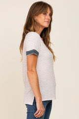 Mauve Striped Colorblock Top