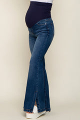 Navy Flare Side Slit Maternity Jeans