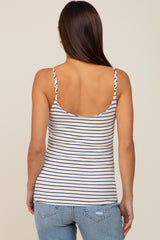 White Striped Ribbed Sleeveless Maternity Top