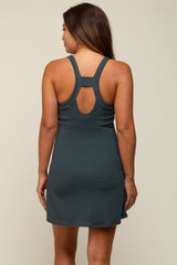 Forest Green Tennis Racerback Maternity Romper Dress