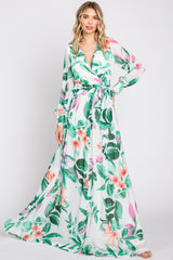 White Floral Chiffon Maternity Maxi Dress