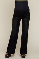 Black Faded Flare Leg Maternity Jeans