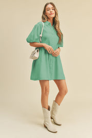 Minty Collared Button Up Dress