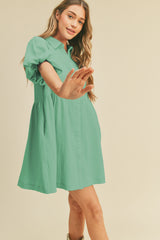 Minty Collared Button Up Dress