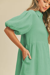 Minty Collared Button Up Dress