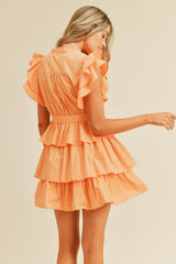 Orange Ruffle Tiered Mini Dress