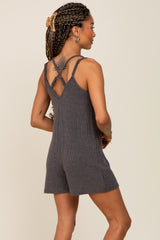 Charcoal Ribbed Criss Cross Back Romper