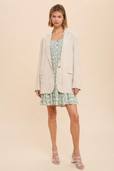 Beige Linen Front Pocket Blazer