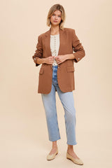 Brown Linen Front Pocket Blazer