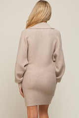 Taupe Sweater Knit Maternity Mini Dress