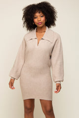 Taupe Sweater Knit Maternity Mini Dress