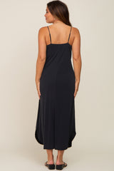 Black Basic Maternity Midi Dress