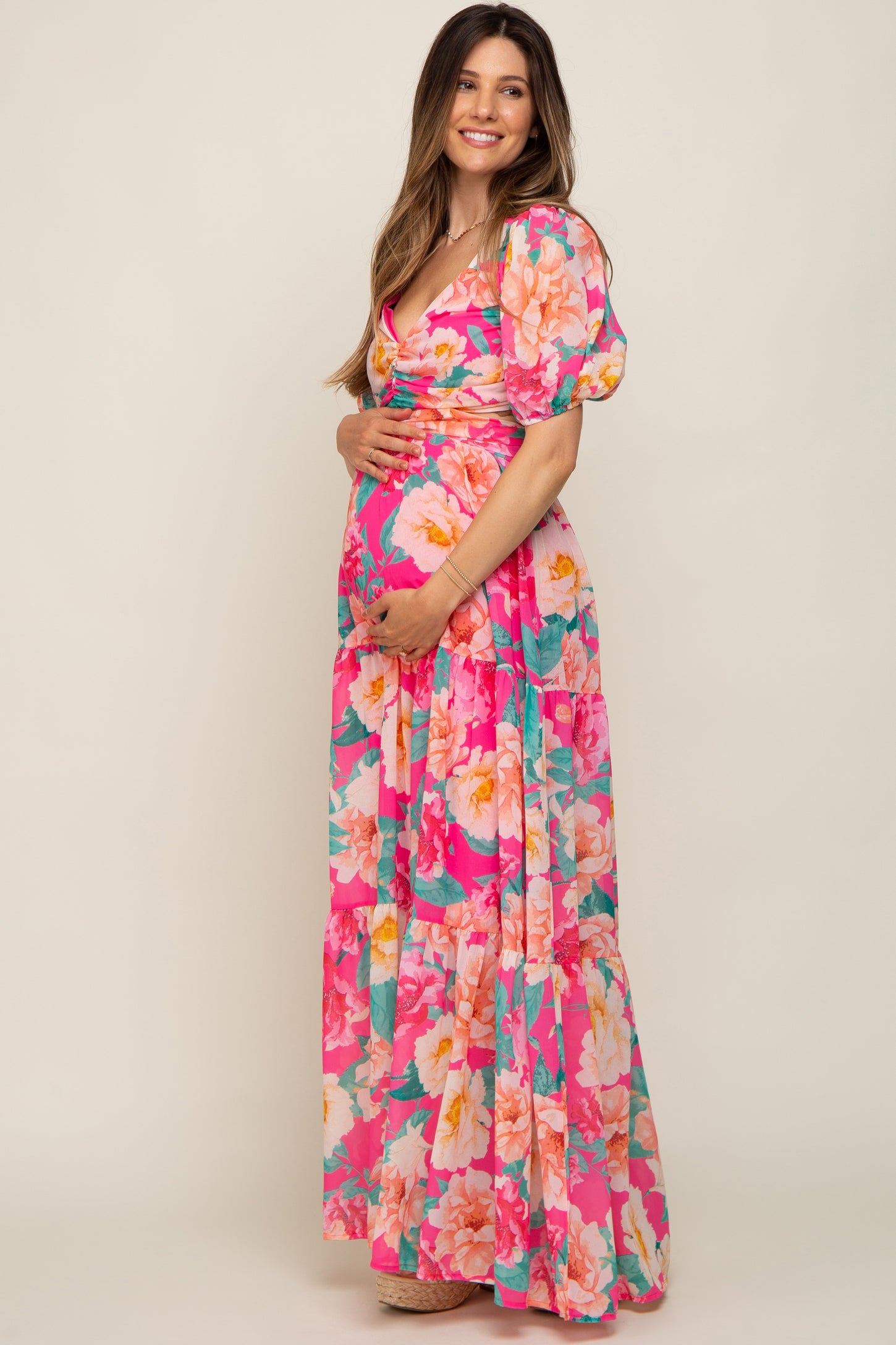 Sweetheart Maternity Maxi with Tie Front