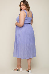 Lavender Smocked Square Neck Maternity Plus Midi Dress